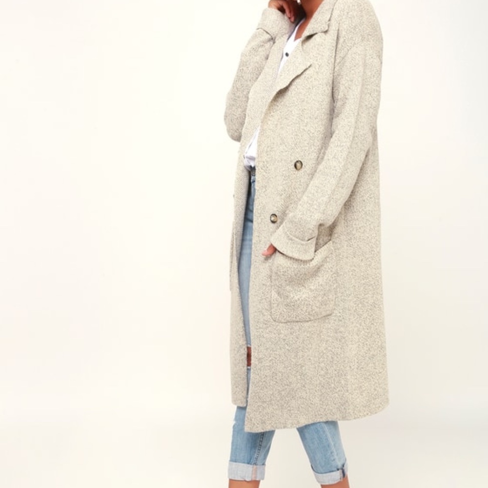 Cuddle Club Beige Long Sleeve Sweater Coat